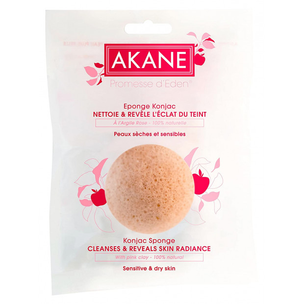 Éponge Konjac rose à l'argile rose Akane - Parashop