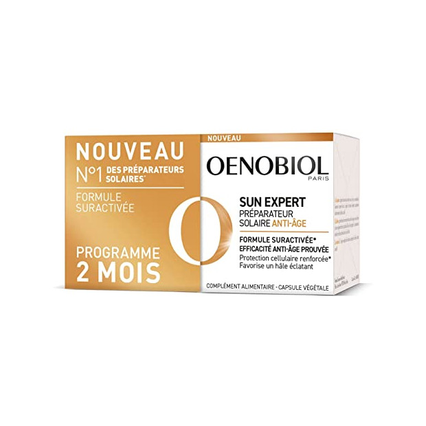 SUN EXPERT Préparation solaire anti-âge 2 mois, lot 2x30 capsules Oenobiol - Parashop